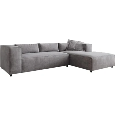 Abbildung von DELIFE Ecksofa Brom, Mikrofaser Grau 260x175 cm Recamiere rechts