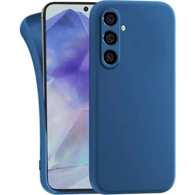 Abbildung von MyGadget Hülle kompatibel mit Samsung Galaxy A55 5G robuste Handyhülle TPU Case Slim Silikonhülle Back Cover Kratzfest Schutzhülle Matt Dunkelblau