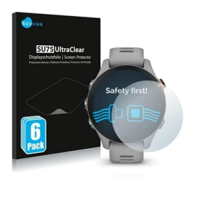 Abbildung von Savvies 6 Stück Schutzfolie für Garmin Forerunner 255S Displayschutz Folie Ultra Transparent