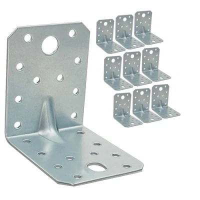 Abbildung von OMIDEAS 10 x Winkelverbinder mit Sicke (70 70 55 2) Lochwinkel Bauwinkel Holzverbinder Schwerlast Verbinder Winkel, Silber Verzinkt