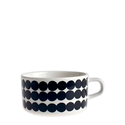 Abbildung von Marimekko Teetasse, Tasse Oiva Siirtolapuutarha Steingut Weiß Schwarz 250 ml 1 Stück