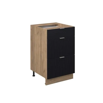 Abbildung von Vicco Küchenunterschrank Fame Line, Schwarz gestreift, 50 cm ohne Arbeitsplatte