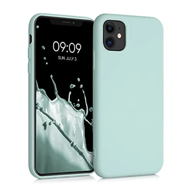 Abbildung von kwmobile Hülle kompatibel mit Apple iPhone 11 gummierte TPU Silikon Handyhülle Schutzhülle für kabelloses Laden Case in Cool Mint