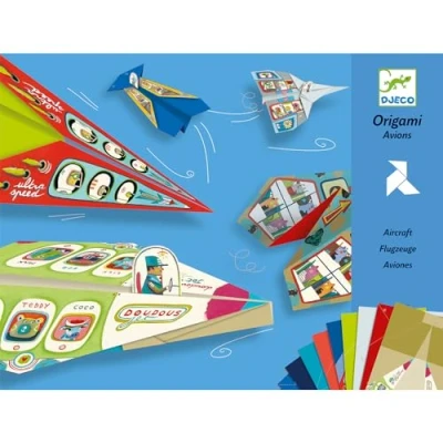 Abbildung von DJECO Kreativset Origami Papier Flugzeuge 20 bunte Fliegervorlagen Papierflieger