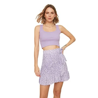 Abbildung von TRENDYOL Damen Schwungrad Gestrickter Rock. Skirt, Flieder, XS EU