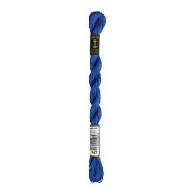Abbildung von Anchor Perlgarn Stärke 5 4585000 00147 kobaltblau Stickgarn, 100 % Baumwolle, 5g Strängchen