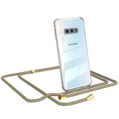 Abbildung von EAZY CASE Handykette kompatibel mit Samsung Galaxy S10e Handyhülle Umhängeband, Handykordel Schutzhülle, Silikonhülle, Hülle Band, Stylische Kette für Smartphone, Rainbow