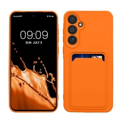 Abbildung von kwmobile Handyhülle kompatibel mit Samsung Galaxy A55 5G Hülle Handy Cover Fach für Karten in Orange
