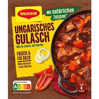 Abbildung von MAGGI Fix für Ungarisches Gulasch, Würzmischung, mit natürlichen Zutaten*, 4 Portionen, 1er Pack (1 x 56g Packung)