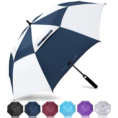 Abbildung von ZOMAKE Regenschirm Sturmfest Groß,XL Golf Umbrella Stockschirm mit Auf Zu Automatik für Herren Damen Travel Schirm Tragegurt(Blau/Weiß)