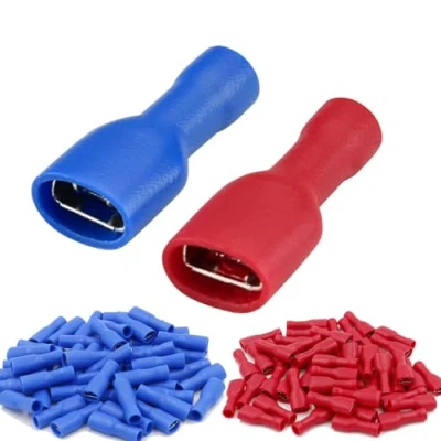 Abbildung von schnellkupplungsbuchse vinyl vollisoliert, 6.3 x 0.8mm Kabelschuh, Rot für 0.5 1.5mm² (22 16 AWG), Blau 1.5 2.5mm² (16 14 120Pack