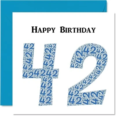 Abbildung von Stuff4 Shapecloud lustige Geburtstagskarte zum 42. Geburtstag für Männer Happy Birthday Karte Vater, Mutter, Bruder, Schwester, Großvater, Oma, Onkel, Tante, 145 x mm Grußkarten,
