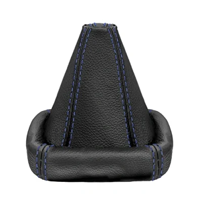 Abbildung von L &amp; P Car Design L&amp;P A0024 2 Schaltsack Schaltmanschette kompatibel mit VW Golf II 3 III Polo 6N Passat 35i UVM. 100% Echtleder Leder Schwarz Naht Blau