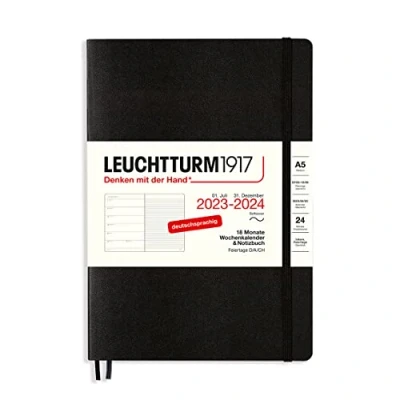 Abbildung von LEUCHTTURM1917 367865 Wochenkalender &amp; Notizbuch Softcover Medium (A5) 2024, 18 Monate, Schwarz, Deutsch