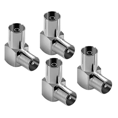 Abbildung von POPPSTAR 4X Antennen Winkeladapter (90 Grad gewinkelt) (IEC Antennenstecker auf Buchse) Winkelstecker für Antennenanschlüsse, Radio