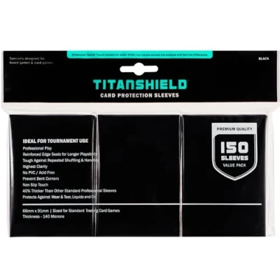 Abbildung von TitanShield (150 Hüllen/Schwarz) Sammelkartenhüllen in Standardgröße Deckschutz für Magic The Gathering MTG, Pokemon, Baseball Sammlung, Dropmix