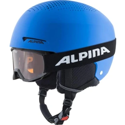 Abbildung von ALPINA ZUPO Set (+PINEY) Hochwertiges, Sicheres &amp; Robustes aus Skibrille Skihelm Für Kinder, blue matt, 51 55 cm