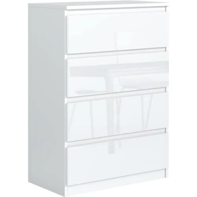 Abbildung von meble masztalerz Kommode Weiss Hochglanz mit 4 Schubladen 70 cm, Sideboard Wohnzimmer, Schlafzimmer H: 102 B: 70,4 T: 39 cm Schubladen, Schubladenschrank