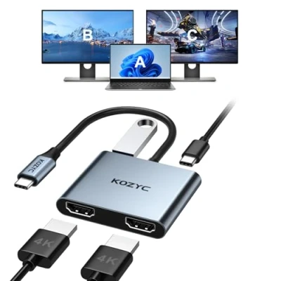 Abbildung von USB C to Dual HDMI Adapter, KOZYC Hub Multiport Adapter mit 2 4K, 3.0, 100W PD, Unterstützt auf Splitter Extended Display ompatibel MacBook Pro Air Dell