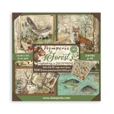 Abbildung von Stamperia Forest Maxi Scrapbook Pad 22 Sheets Coloured Paper for Craft Projects Scrapbooking Gift Wrapping Decoration