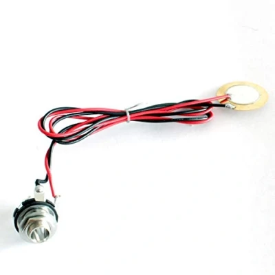 Abbildung von Alnicov Einzelner Piezo Pickup Drum Trigger Transducer Vorverdrahteter Metallverstärker für Akustikgitarre Mandoline Ukulele