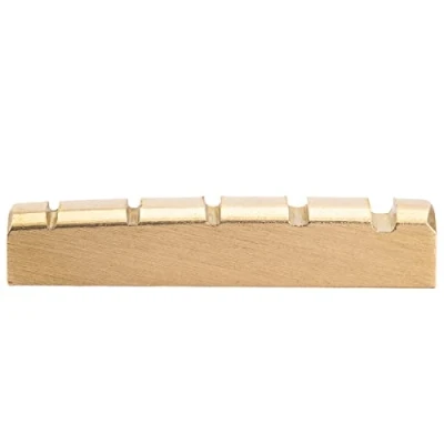 Abbildung von Musiclily Basic Messing E Bass Sattel Vorgekerbt Brass Nut für 4 Saiter Precision/Jazz Bass, 42x3,5x6mm