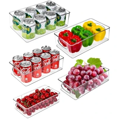 Abbildung von PERMUST 5PCS Hochwertige Kühlschrank Organizer, Stapelbare Küchen Organizer mit 5 Spezifikationen, Aufbewahrungsbox Durchsichtig Behälter für Speisekammer, Gefrierschrank, und Deckenmontage