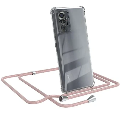 Abbildung von EAZY CASE Handykette kompatibel mit Xiaomi Redmi Note 10 Pro Handyhülle Umhängeband, Handykordel Schutzhülle, Silikonhülle, Hülle Band, Stylische Kette für Smartphone, Rosé Gold