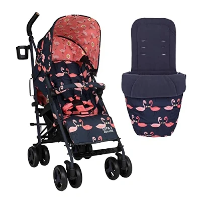 Abbildung von Cosatto Supa 3 Kinderwagen Leichter von der Geburt bis 25 kg einfach, kompakt, Regenschirmfaltung, großer Einkaufskorb, Tragegriff Fußsack, hübscher Flamingo, CT5051, rose