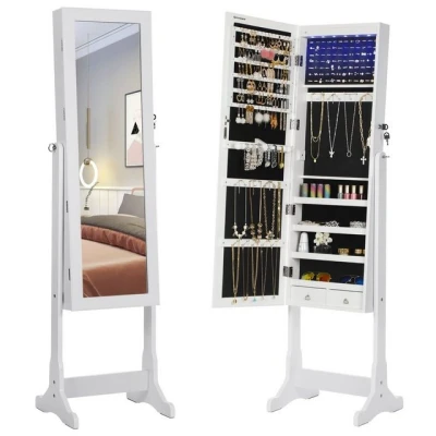 Abbildung von SONGMICS Schmuckschrank Spiegelschrank mit LED Beleuchtung, 4 Ablagen