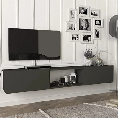 Abbildung von en.casa Lowboard, »Paltamo« Fernsehschrank 180x31x29,5cm Anthrazit, 5cm Anthrazit