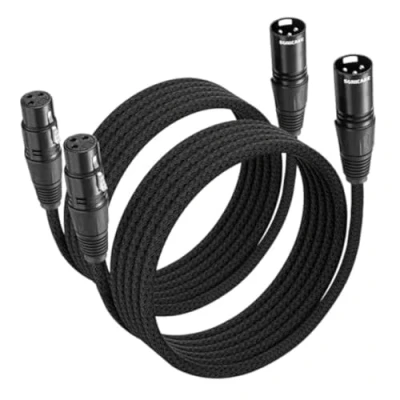 Abbildung von SONICAKE XLR Mikrofonkabel Stecker auf Busche 3 polig Nylon geflochten Kabel Schwarz (3M 2 Stück)