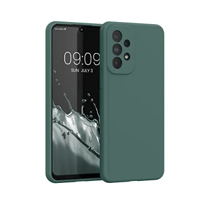 Abbildung von kwmobile Hülle kompatibel mit Samsung Galaxy A33 5G Silikon Handy Case Handyhülle weiche Oberfläche kabelloses Laden Moosgrün