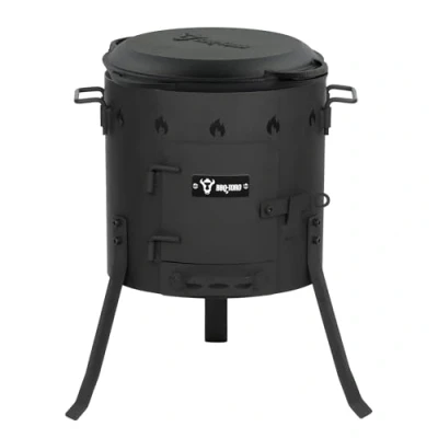 Abbildung von BBQ Toro Gusseisen Kazan mit Ofen Ø 35 cm 6,9 L Gusstopf Deckel, Gusseisentopf Gulaschkessel, Feuerkessel, Outdoor Feuer Ofen, Eintopfofen, Feuerstelle, Außenküche, Utschak