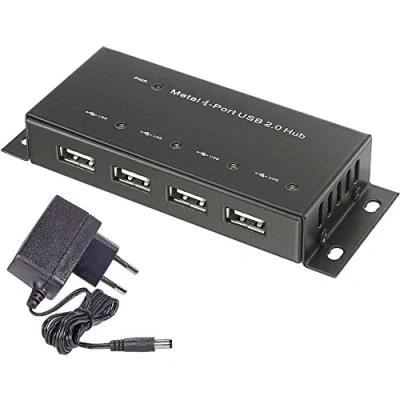 Abbildung von Renkforce RF 4830984 4 Port USB 2.0 Hub Metallgehäuse, zur Wandmontage Schwarz