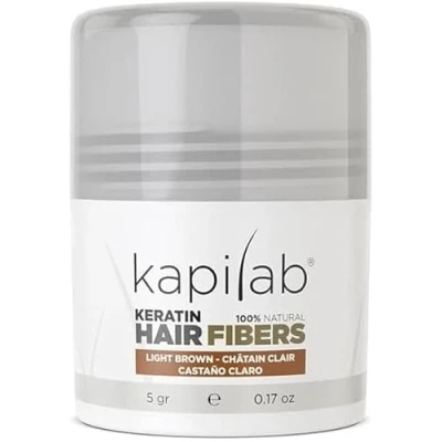 Abbildung von Kapilab Streuhaar Hellbraun, Premium Haarpuder zur Haarverdichtung Haarfasern für Dünner Werdenes Haar Keratin Haarpulver Mehr Volumen Hair Fibers Männer und Frauen 5 gramm