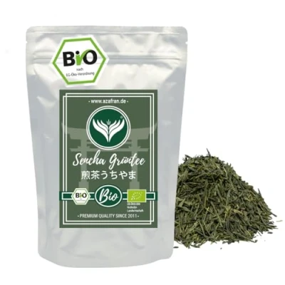 Abbildung von Azafran Grüner Tee BIO Sencha Uchiyama Grüntee lose geschnitten Original aus Japan 500g