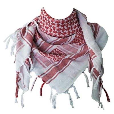 Abbildung von Explore Land, Shemagh Tuch, Wickelschal, 100% Baumwolle, Militärdesign, Kufiya Schal Gr. One size, rot/weiß
