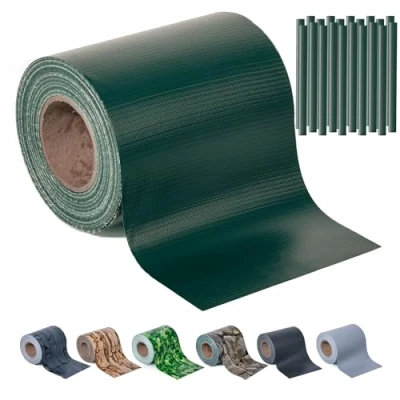 Abbildung von Sichtschutzstreifen Zaun 35 m x 19 cm inkl.20 Clips, Sichtschutz Zaunfolie PVC Doppelstabmatten für Gartenzaun, Balkon/Diverse Farben