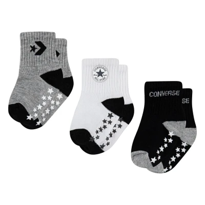Abbildung von Converse LOGO Infant Toddler Quarter 3 PACK Unisex Socken für Kinder, Größe: 15, Black