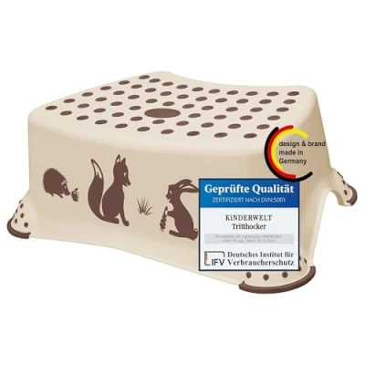 Abbildung von KiNDERWELT Tritthocker Premium Forest beige stabiler Hocker für Kinder