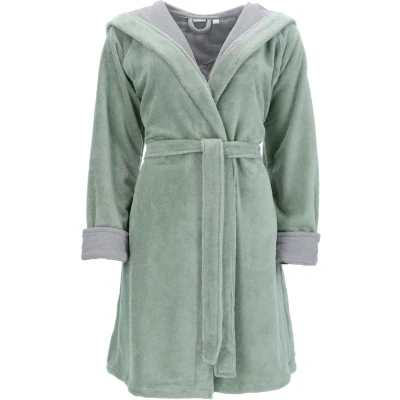 Abbildung von Esprit Damenbademantel Cosy, Kurzform, Microfaser Webfrottier, Kapuze, Gürtel, mit Kapuze &amp; Logostickerei, kurz