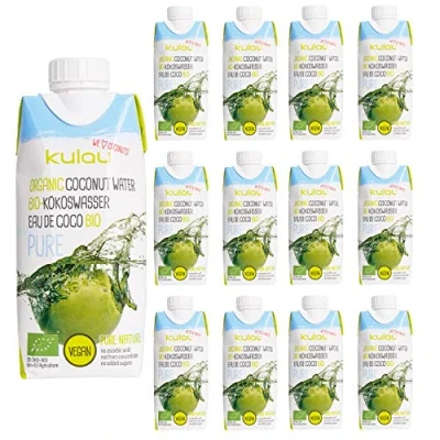 Abbildung von Kulau Bio Kokoswasser Pure 330 ml 100% pures Kokosnusswasser ohne Zucker und Zusatzstoffe, 12er Pack