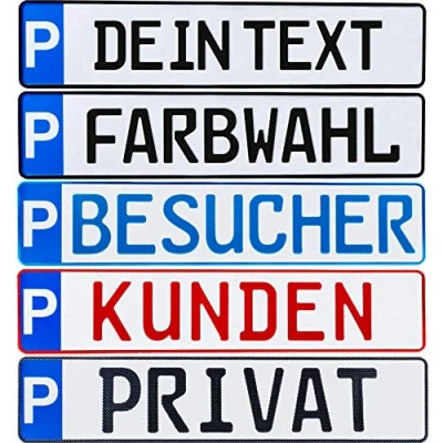Abbildung von Parkplatz Kennzeichen 1 Stück P Parkplatzschild individuell Wunschtext/Farbe/Bohrung/Markierung von Standplatz Kunden Besucher Privat Wunschprägung (1. Wunschprägung)