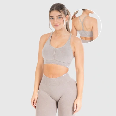 Abbildung von Smilodox Batik Scrunch Sportbh mit leichter Stützkraft, Damen, Größe: XS, Hellbraun