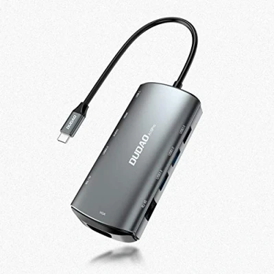 Abbildung von DUDAO 11in1 Multifunktions HUB USB Typ C PD 60 W/HDMI / 3,5 mm Miniklinke 1x 2.0 SD Kartenleser Micro SD/VGA RJ45 3X 3.2 Gen 1 grau (A15Pro grau)