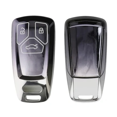 Abbildung von kwmobile Autoschlüssel Hülle kompatibel mit Audi 3 Tasten Smartkey (nur Keyless Go) Schlüsselhülle Silikon Cover Dunkelgrau Silber