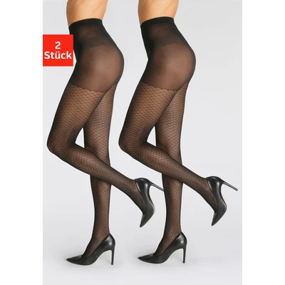 Abbildung von LASCANA Feinstrumpfhose, (Packung, 2 St.), mit feinem Rautenmuster