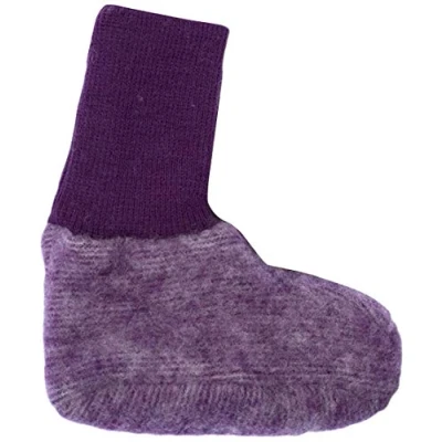 Abbildung von Cosilana, Baby Fleece Schühchen, 60% Wolle kbT und 40% Baumwolle kbA (ab 15 16 mit Noppen) (15 16, Lila melange)