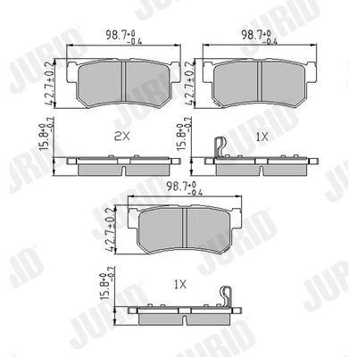 Abbildung von JURID 573377J Bremsbelagsatz mit akustischer Verschleißwarnung SSANGYONG: Rexton / 2, W, RODIUS DAEWOO: Musso, Korando SUV Cabrio